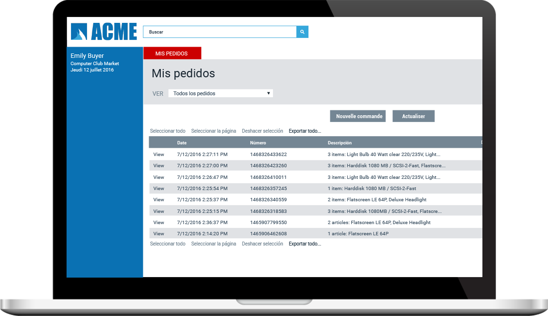 Portal personal personalizada ciclo de venta