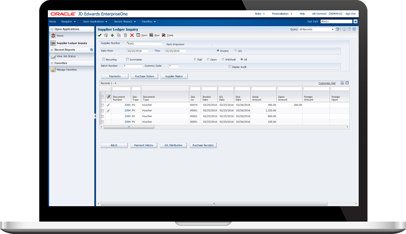 Rastrear facturas de proveedores con el ERP Oracle JD Edwards